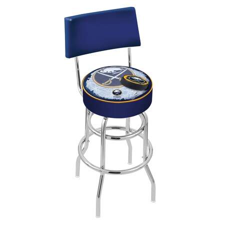 Holland Bar Stool Co 30" Chrome 2-Ring Buffalo Sabres Swivel Bar Stool, Back L7C430BufSab-D2